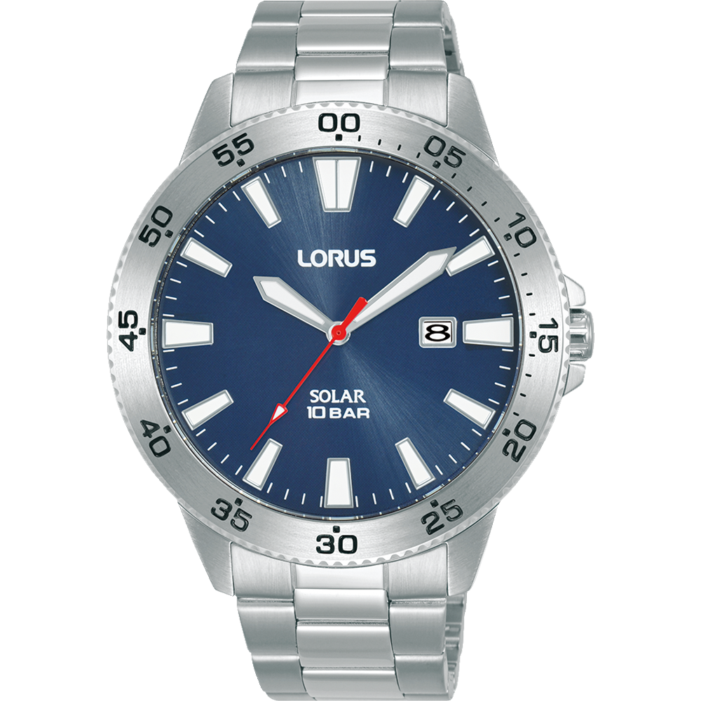 Lorus RX343AX9 Orologio Uomo Sports 3 Ponti – Solar, Quadrante Blu, Cinturino In Acciaio